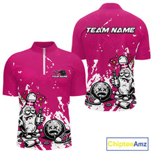 Load image into Gallery viewer, Pink Custom Drunk Bowling Ball And Pin Funny Men Quarter-Zip Shirt, Bowling And Beer Jersey IPHW11235