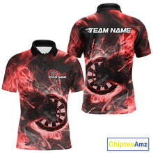 Load image into Gallery viewer, Custom Red Fire Flame Dart Wolf Men Polo Shirts, Dart League Shirt Team Jerseys IPHW10004