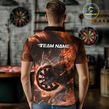 Load image into Gallery viewer, Custom Orange Fire Flame Dart Wolf Men Polo Shirts, Dart League Shirt Team Jerseys IPHW10006