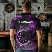 Load image into Gallery viewer, Custom Purple Fire Flame Dart Wolf Men Polo Shirts, Dart League Shirt Team Jerseys IPHW10008