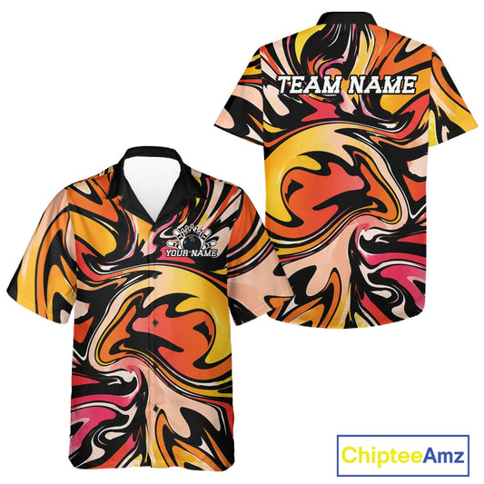 Colorful patterned shirt with 'Team Name' text on a white background, featuring Chiptee Amz branding.
