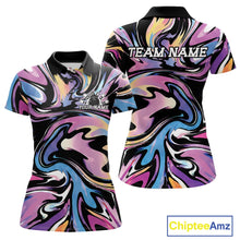 Load image into Gallery viewer, Colorful polo shirt with abstract design and 'TEAM NAME' text, featuring the brand 'Chiptee Amz'.