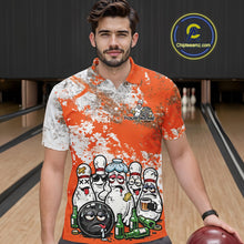 Load image into Gallery viewer, Custom Orange Drunk Bowling Ball And Pins Bowling And Beer Shirt, Funny Bowling Jersey IPHW11263