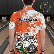 Load image into Gallery viewer, Custom Orange Drunk Bowling Ball And Pins Bowling And Beer Shirt, Funny Bowling Jersey IPHW11263