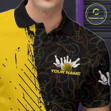 Load image into Gallery viewer, Custom Yellow Funny Bowling Men Polo Shirts, Bowling And Beer Party Bowlers Outfit IPHW9828