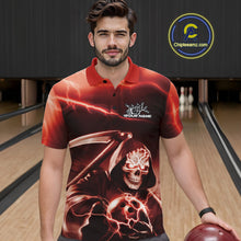 Load image into Gallery viewer, Custom Red Lightning Grim Reaper Bowling Polo Shirts For Men, Halloween Bowling Jerseys IPHW9845
