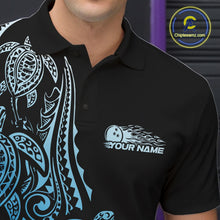 Load image into Gallery viewer, Custom Black And Blue Polynesian Tribal Turtle Bowling Men Polo Team Shirts Outfit IPHW10985