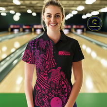 Load image into Gallery viewer, Custom Pink And Purple Polynesian Tribal Turtle Bowling Women Polo Team Shirts Outfit IPHW10987