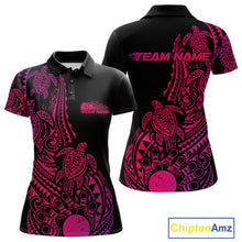 Load image into Gallery viewer, Custom Pink And Purple Polynesian Tribal Turtle Bowling Women Polo Team Shirts Outfit IPHW10987