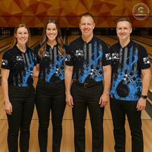 Load image into Gallery viewer, Custom Grunge Vintage Red Thin Line US Flag Patriotic Men Polo Bowling Team Shirts IPHW10169