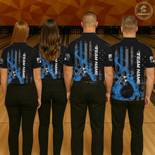 Load image into Gallery viewer, Custom Grunge Vintage Red Thin Line US Flag Patriotic Men Polo Bowling Team Shirts IPHW10169