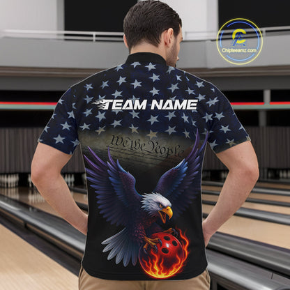 Custom Patriotic We The People Eagle Bowling Team Shirt For Men, Bowling League Shirt IPHW10200