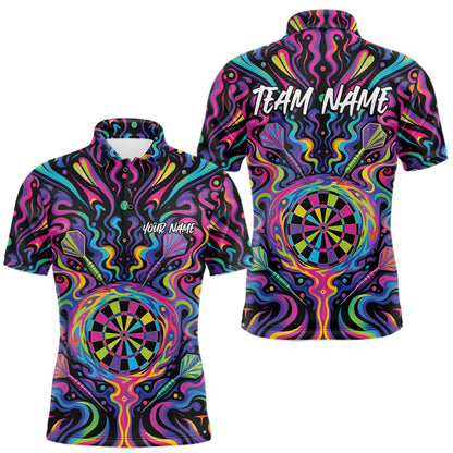 Custom Colorful Psychedelic Darts Polo Shirts For Men, Dartboard Darts Outfit IPHW11727