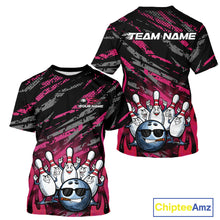 Load image into Gallery viewer, Custom Pink Camo Funny Flame Bowling Men Polo Shirts, Bowling Team League Shirt IPHW10093