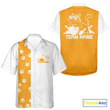 Load image into Gallery viewer, Custom Retro 50S Cat Bowling Button Up Shirt Men And Women, Vintage Cat Bowling Shirt IPHW10097