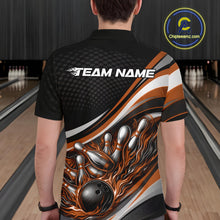 Load image into Gallery viewer, Custom Orange Flame Bowling Men Polo Shirt, Bowling Team League Shirt Bowler Jerseys IPHW11228