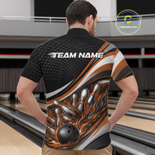 Load image into Gallery viewer, Custom Orange Flame Bowling Men Quarter-Zip Shirt, Bowling Team League Shirt Bowler Jerseys IPHW11228