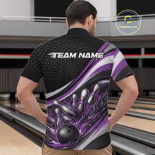 Load image into Gallery viewer, Custom Purple Flame Bowling Men Quarter-Zip Shirt, Bowling Team League Shirt Bowler Jerseys IPHW11229