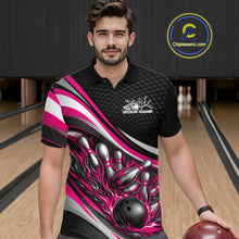 Load image into Gallery viewer, Custom Pink Flame Bowling Men Polo Shirt, Bowling Team League Shirt Bowler Jerseys IPHW11230
