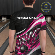 Load image into Gallery viewer, Custom Pink Flame Bowling Men Polo Shirt, Bowling Team League Shirt Bowler Jerseys IPHW11230