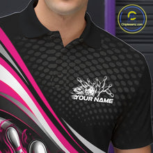 Load image into Gallery viewer, Custom Pink Flame Bowling Men Polo Shirt, Bowling Team League Shirt Bowler Jerseys IPHW11230