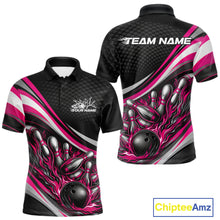 Load image into Gallery viewer, Custom Pink Flame Bowling Men Polo Shirt, Bowling Team League Shirt Bowler Jerseys IPHW11230