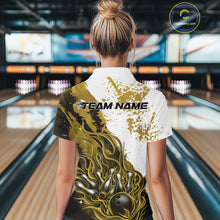 Load image into Gallery viewer, Custom Yellow Flame Bowling Women Quarter-Zip Shirt, Bowling Team League Shirt IPHW11245