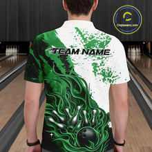Load image into Gallery viewer, Custom Green Flame Bowling Men Polo Shirt, Bowling Team League Shirt Bowler Jerseys IPHW11246