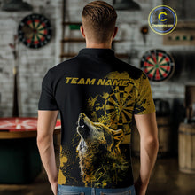 Load image into Gallery viewer, Custom Black And Yellow Splatter Grunge Dart Wolf Men Polo Shirts, Wolf Dart Team Jerseys IPHW10014