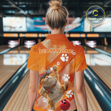 Load image into Gallery viewer, Custom Funny Orange Cat Bowling Women Polo Shirt, Cute Team Cat Paw Bowling Shirt IPHW10102