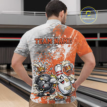 Load image into Gallery viewer, Custom Angry Bowling Ball And Pin Fight Funny Shirt, Orange Bowling And Beer Shirt IPHW11250