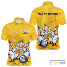 Load image into Gallery viewer, Custom Funny Bowling And Beer Men Polo Shirts, Bowling Ball And Pins Party Jerseys IPHW9827