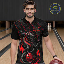 Load image into Gallery viewer, Custom Gray And Red Camo Dragon Claws Bowling Men Polo Shirts, Team Bowling Jerseys IPHW9855