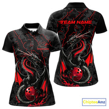 Load image into Gallery viewer, Custom Gray And Red Camo Dragon Claws Bowling Women Polo Shirts, Team Bowling Jerseys IPHW9855
