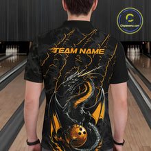 Load image into Gallery viewer, Custom Gray And Yellow Camo Dragon Claws Bowling Men Polo Shirts, Team Bowling Jerseys IPHW9857