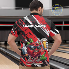Load image into Gallery viewer, Custom Funny Bowling Ball Drink Beer Bowling Men Quarter-Zip Shirt, Grunge Red Team Shirt IPHW10117