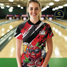 Load image into Gallery viewer, Custom Funny Bowling Ball Drink Beer Bowling Women Quarter-Zip Shirt, Red Team Shirt IPHW10117