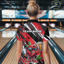 Load image into Gallery viewer, Custom Funny Bowling Ball Drink Beer Bowling Women Quarter-Zip Shirt, Red Team Shirt IPHW10117