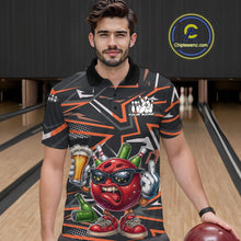 Load image into Gallery viewer, Custom Funny Bowling Ball Drink Beer Bowling Men Polo Shirt, Orange Bowling Team Shirt IPHW10121