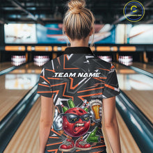 Load image into Gallery viewer, Custom Funny Bowling Ball Drink Beer Bowling Women Polo Shirt, Orange Bowling Team Shirt IPHW10121