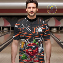Load image into Gallery viewer, Custom Funny Bowling Ball Drink Beer Bowling Men Quarter-Zip Shirt, Orange Bowling Team Shirt IPHW10121