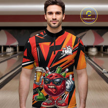 Load image into Gallery viewer, Custom Funny Bowling Ball Drink Beer Bowling Men Quarter-Zip Shirt, Orange Bowling Team Shirt IPHW10122