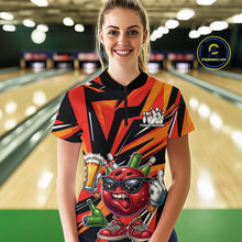 Load image into Gallery viewer, Custom Funny Bowling Ball Drink Beer Bowling Women Quarter-Zip Shirt, Orange Team Shirt IPHW10122