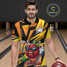 Load image into Gallery viewer, Custom Funny Bowling Ball Drink Beer Bowling Men Polo Shirt, Yellow Bowling Team Shirt IPHW10123