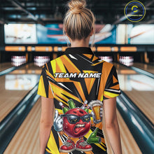 Load image into Gallery viewer, Custom Funny Bowling Ball Drink Beer Bowling Women Quarter-Zip Shirt, Yellow Team Shirt IPHW10123