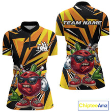 Load image into Gallery viewer, Custom Funny Bowling Ball Drink Beer Bowling Women Quarter-Zip Shirt, Yellow Team Shirt IPHW10123