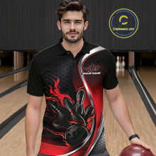 Load image into Gallery viewer, Custom Red Flame Bowling Men Jerseys, Bowling Team League Shirt Bowlers Jerseys IPHW11300