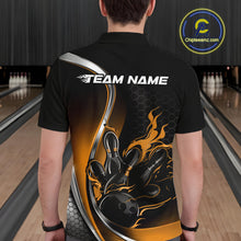 Load image into Gallery viewer, Custom Yellow Flame Bowling Men Jerseys, Bowling Team League Shirt Bowlers Jerseys IPHW11302