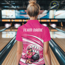 Load image into Gallery viewer, Funny Flamingo Custom Bowling Women Shirt, Summer Vibe Bowling Tournament Shirt IPHW11023