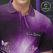 Load image into Gallery viewer, Custom Purple Butterfly Bowling Team Men Polo Shirt, Bowling League Shirt IPHW11037
